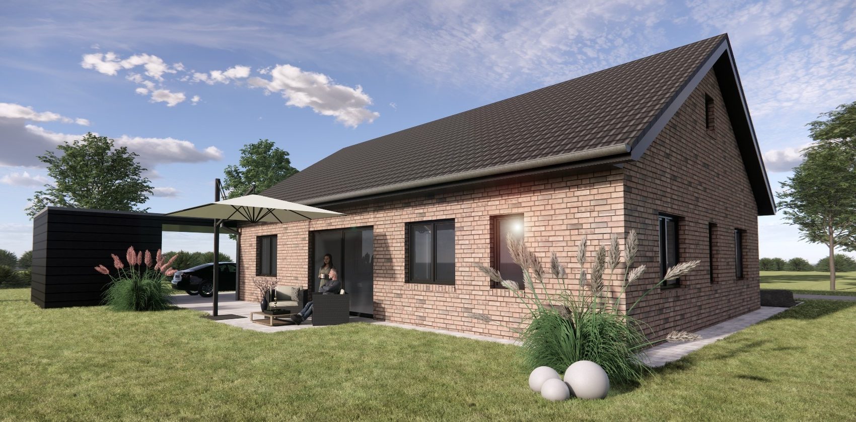 Bungalow mit überdachter Terrasse